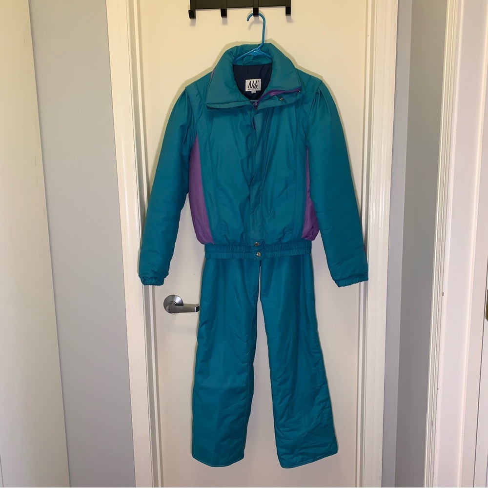 S M Vintage 80s 90s Nils ski jacket and matching snow ski pants puffer  retro